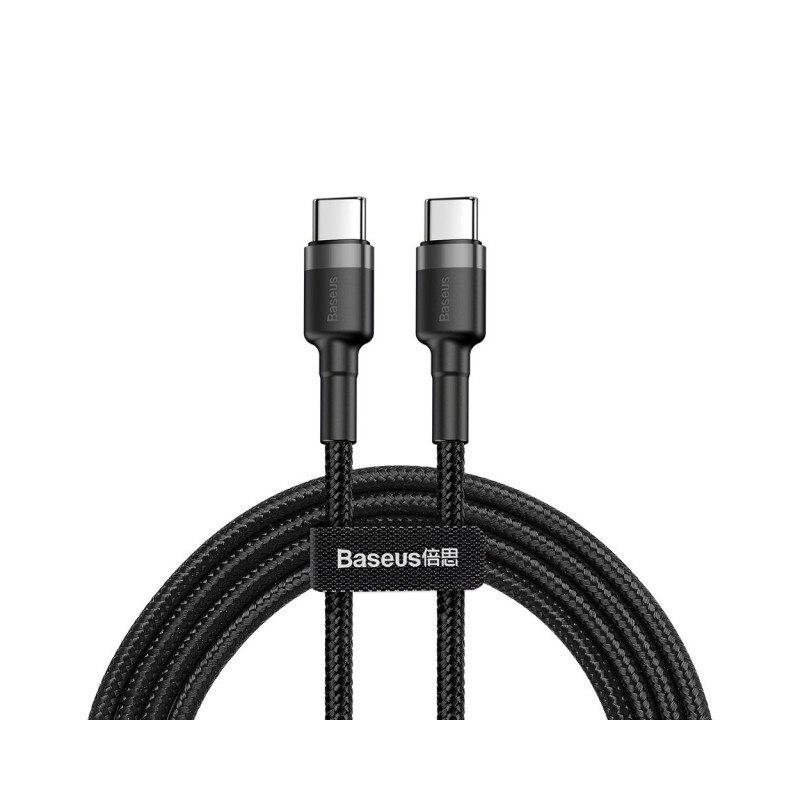 Cablu Date / Incarcare Premium Textil Baseus Usb-c La Usb-c, 2.0 60w 20v 3a Qc3.0 ,2m, Negru-gri