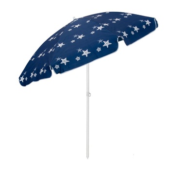 Umbrela soare pentru mare , gradina , plaja , ATS , 2 m , cu scoici si stele de mare , albastra Umbrela soare pentru mare , gradina , plaja , ATS , 2 m , cu scoici si stele de mare , albastra