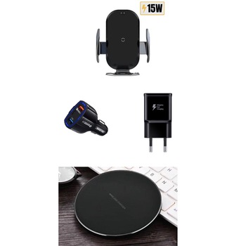 Set 4 buc; Incarcator masina Telefon Auto Smart sensor , Wireless fast charge ,15W , New model Set 4 buc; Incarcator masina Telefon Auto Smart sensor , Wireless fast charge ,15W , New model