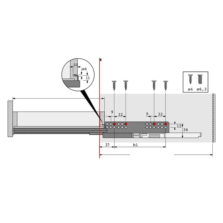 Sine sertar extractie totala Quadro 450mm
