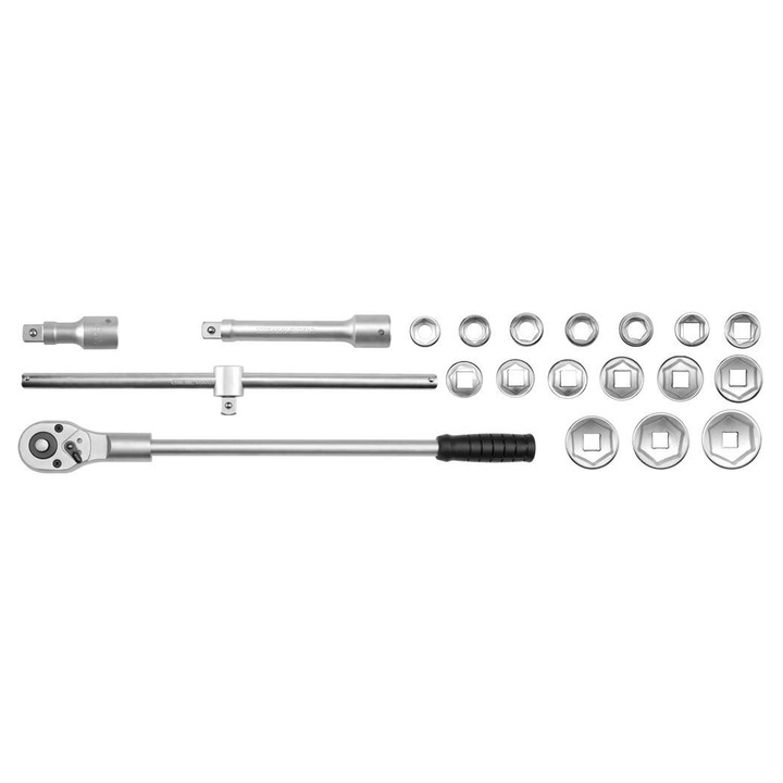 Trusa tubulare hexagonale cu antrenor, 3/4", 19-50 mm, 20 piese YT-1335