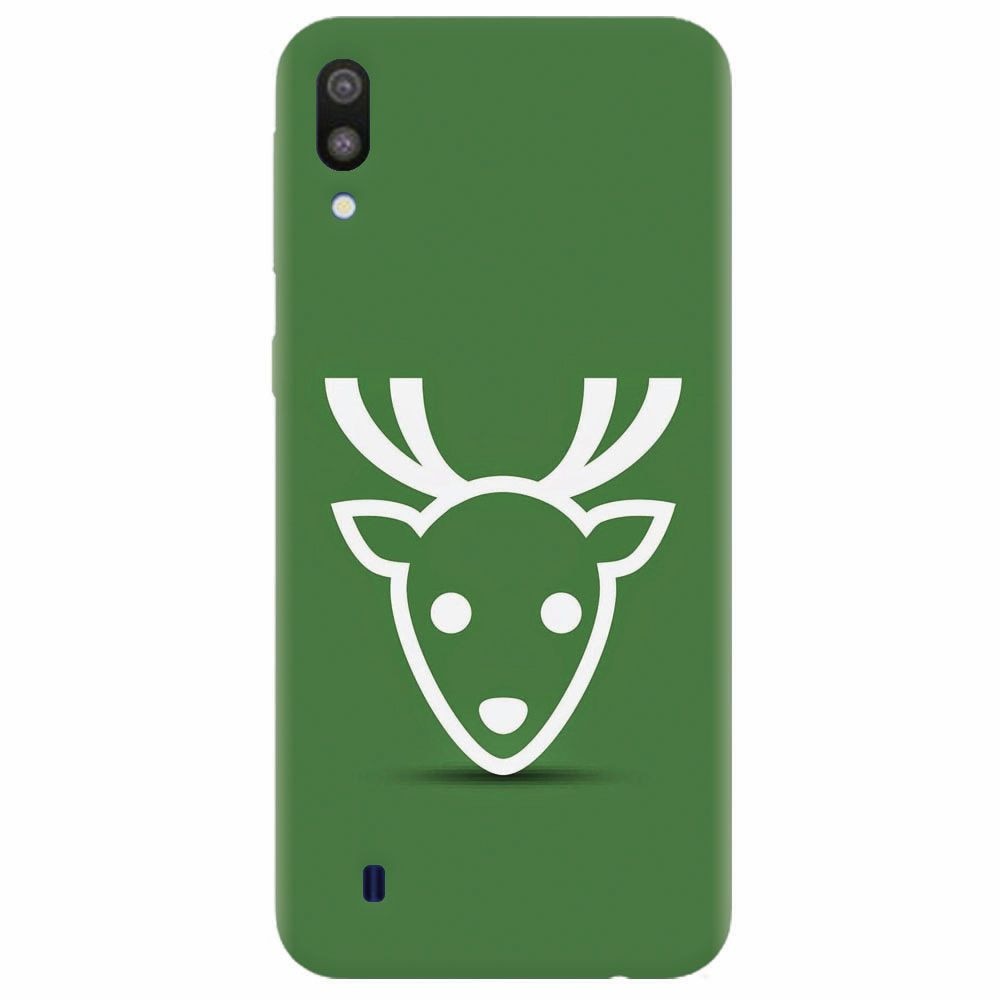 Husa silicon pentru Samsung Galaxy M10, Minimal Reindeer Illustration Green