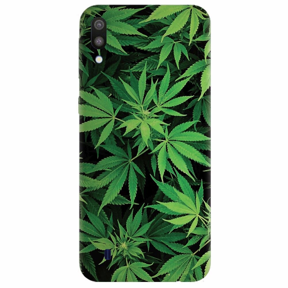 Husa silicon pentru Samsung Galaxy M10, Green Leaf Pattern