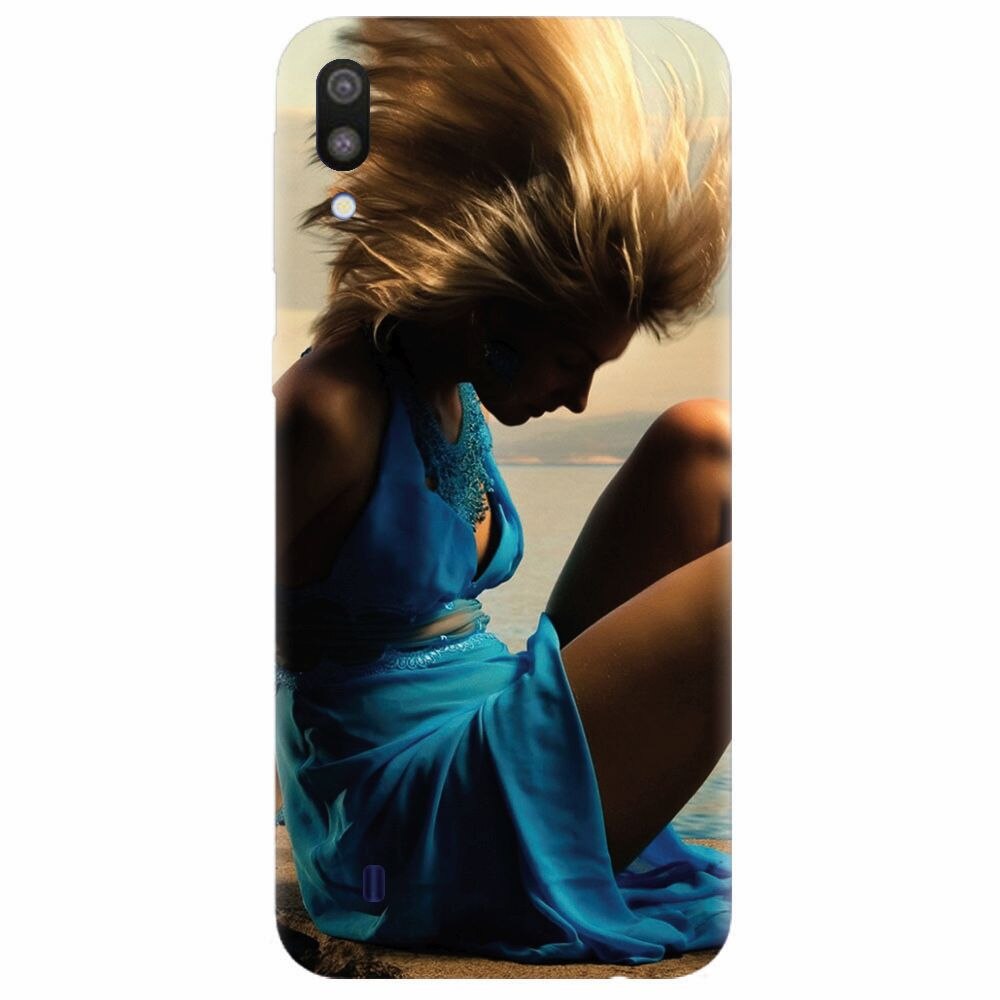 Husa silicon pentru Samsung Galaxy M10, Girl In Blue Dress