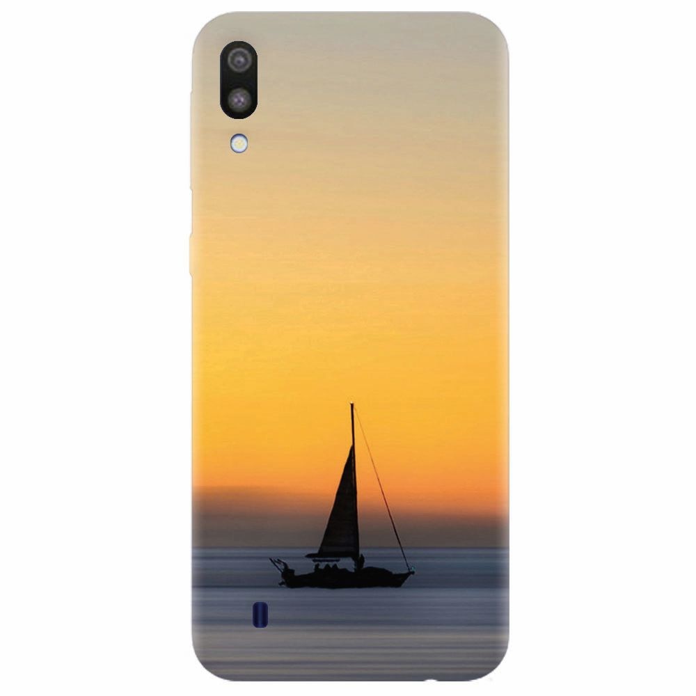 Husa silicon pentru Samsung Galaxy M10, Wind Sail Boat Ocean Sunset