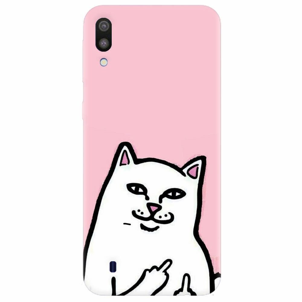 Husa silicon pentru Samsung Galaxy M10, White Cat
