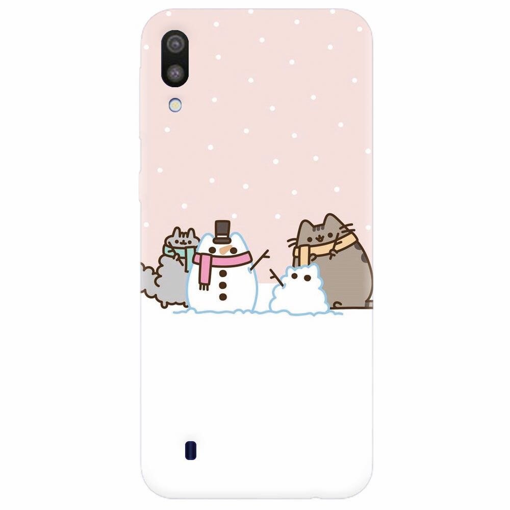 Husa silicon pentru Samsung Galaxy M10, Cat And Snowman