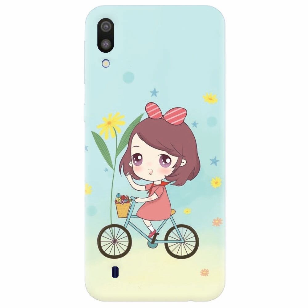 Husa silicon pentru Samsung Galaxy M10, Girl And Bike
