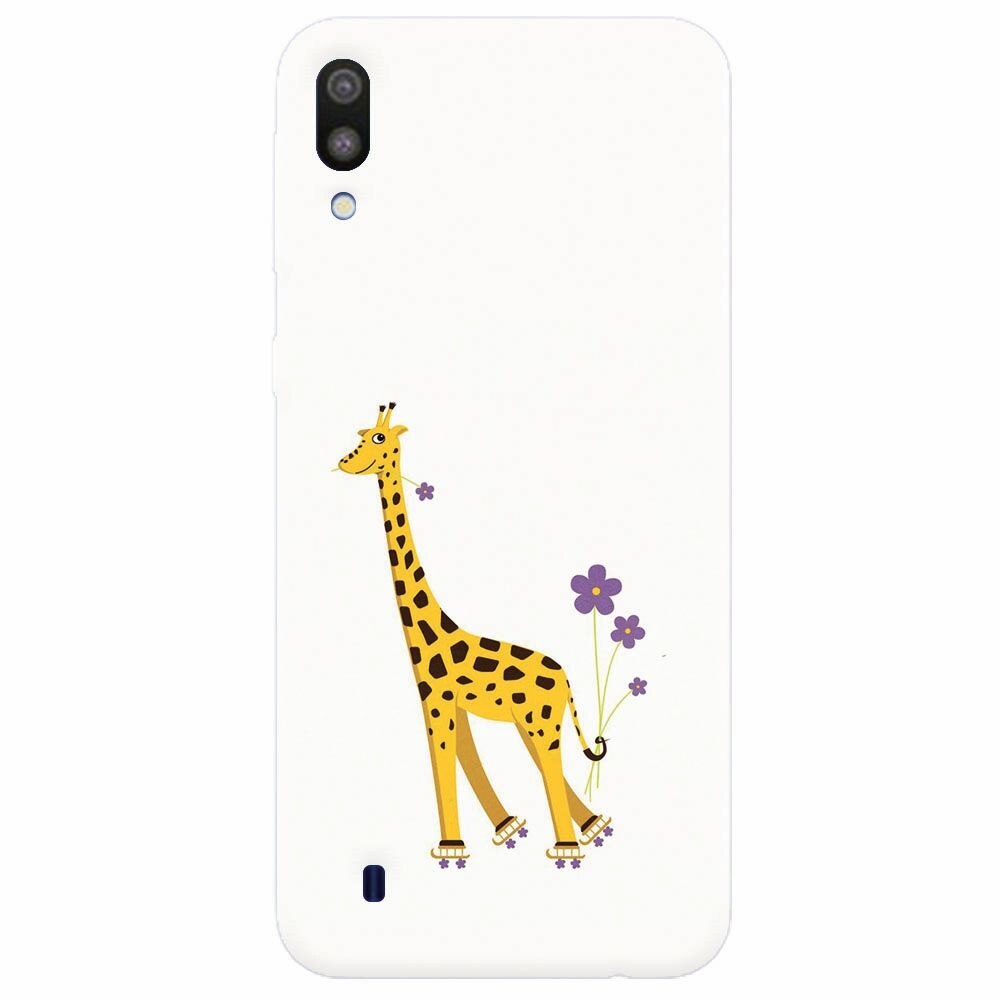 Husa silicon pentru Samsung Galaxy M10, Rollerskating Girafe Illustration