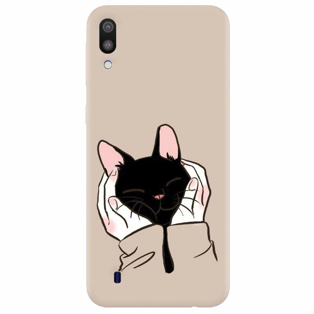 Husa silicon pentru Samsung Galaxy M10, Th Black Cat In Hands