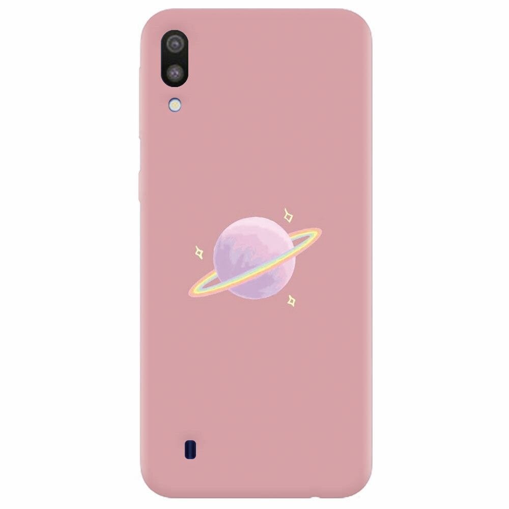 Husa silicon pentru Samsung Galaxy M10, Saturn On Pink