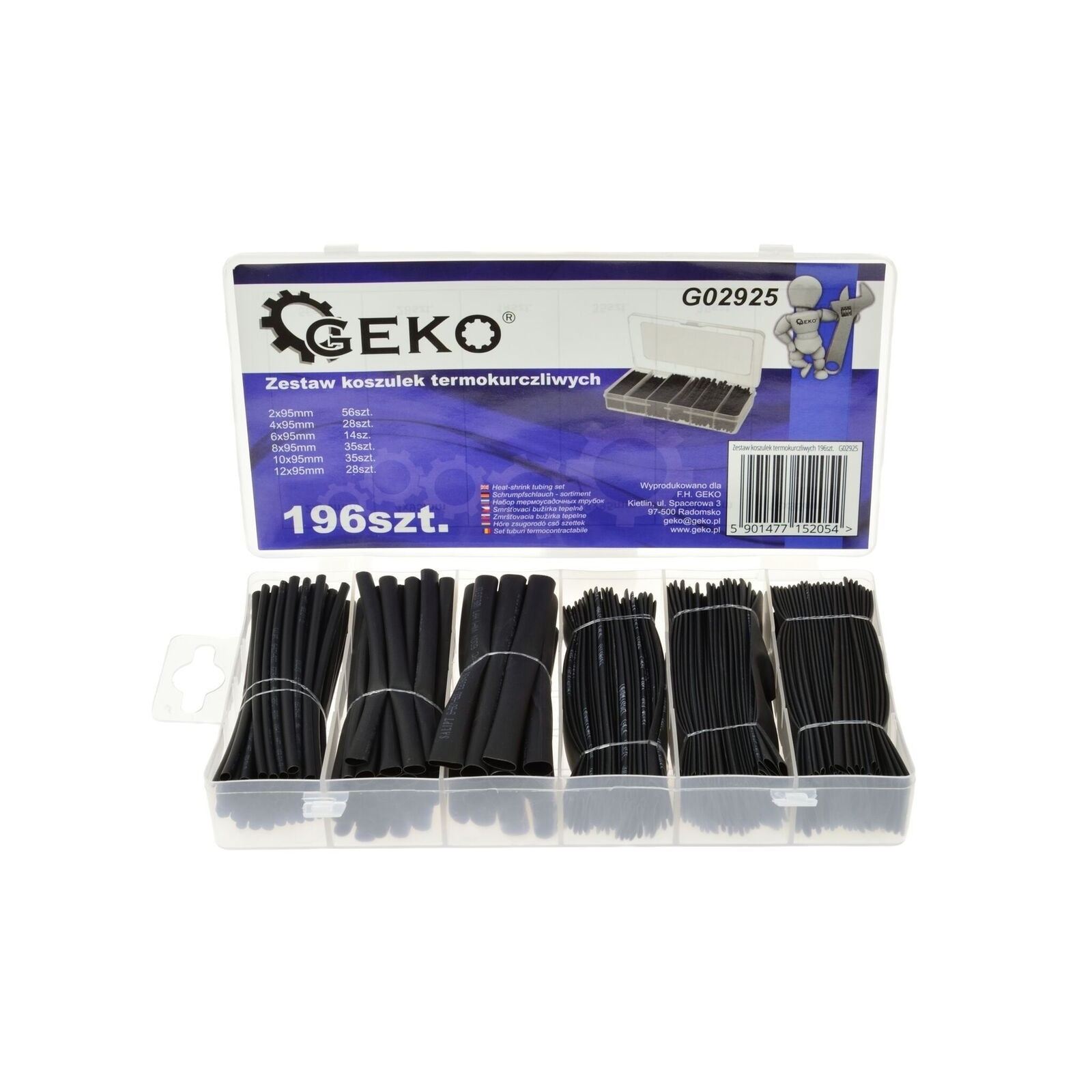 Set de tuburi termocontractabile 196 piese, Geko G02925