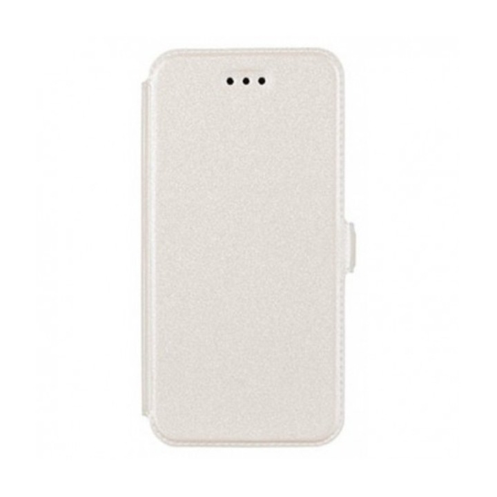 Husa Omni Book Pocket pentru Nokia Lumia 550, alba