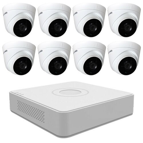 Set sistem supraveghere video 8 camere 2MP interior/exterior Hikvision, FullHD