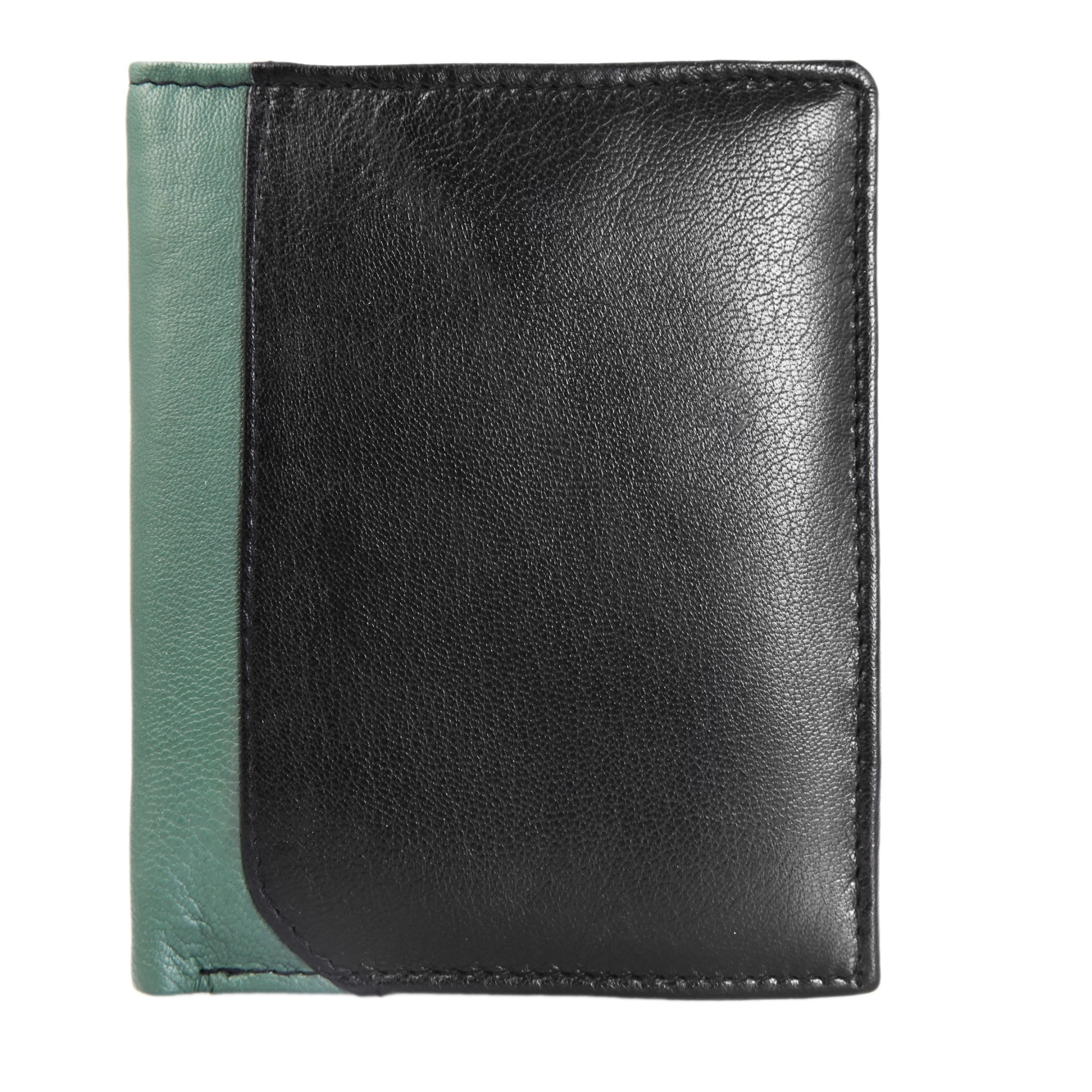 Portofel barbati , Akzent, Ice Star Wallet , protectie RFID vertical, piele de capra, negru cu insertie verde - 3000364-003