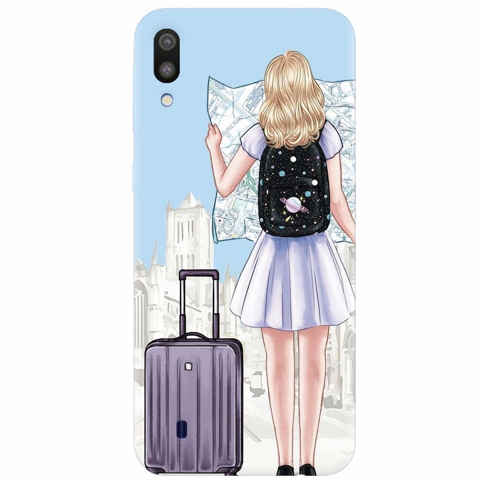 Husa silicon pentru Samsung Galaxy M10, Travel Girl Searching On Map