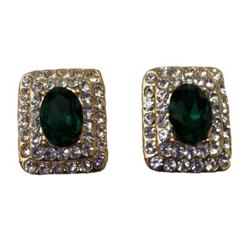 Cercei patrati cu piatra mare colorata in mijloc si strasuri mici,D&J Exclussive,verde Cercei patrati cu piatra mare colorata in mijloc si strasuri mici,D&J Exclussive,verde