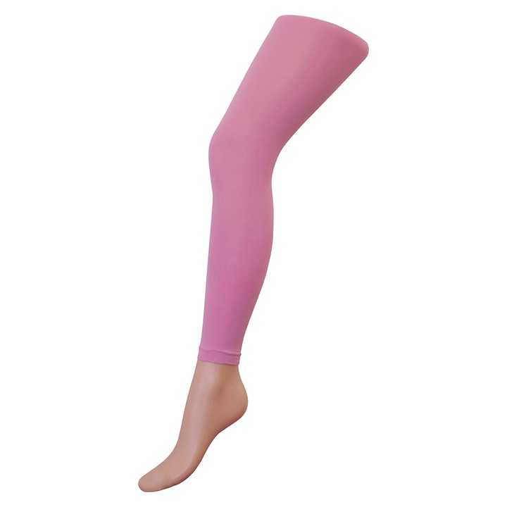 Elegáns, élénk rózsaszín, nylon gyerek leggings, lábfejnélküli harisnya (Rózsaszín, 140 (10 év))