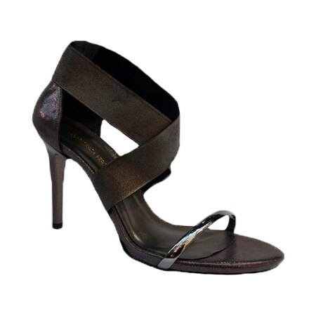 Sandale rafinate cu toc subtire,model cu bretele elastice in fata,D&J Exclussive, Argintiu