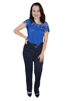 Pantalon office Ariana ,model simplu,curea in talie,D&J Exclussive, Albastru marin Pantalon office Ariana ,model simplu,curea in talie,D&J Exclussive, Albastru marin