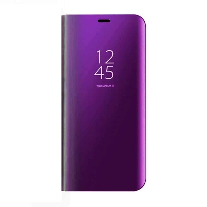 Кейс Съвместим с Samsung Galaxy S10, огледало, карта, чист изглед, лилав