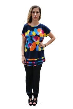 Bluza Ary cu imprimeu de petale,multicolor,D&J Exclussive, Albastru marin Bluza Ary cu imprimeu de petale,multicolor,D&J Exclussive, Albastru marin