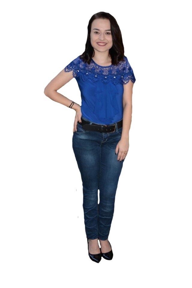 Pantalon Livine tip jeans ,curea lata,D&J Exclussive, Albastru marin
