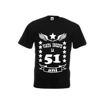 Tricou barbatesc Fruit of the loom Varsta mesaj viata incepe la 51 ani negru L Tricou barbatesc Fruit of the loom Varsta mesaj viata incepe la 51 ani negru L