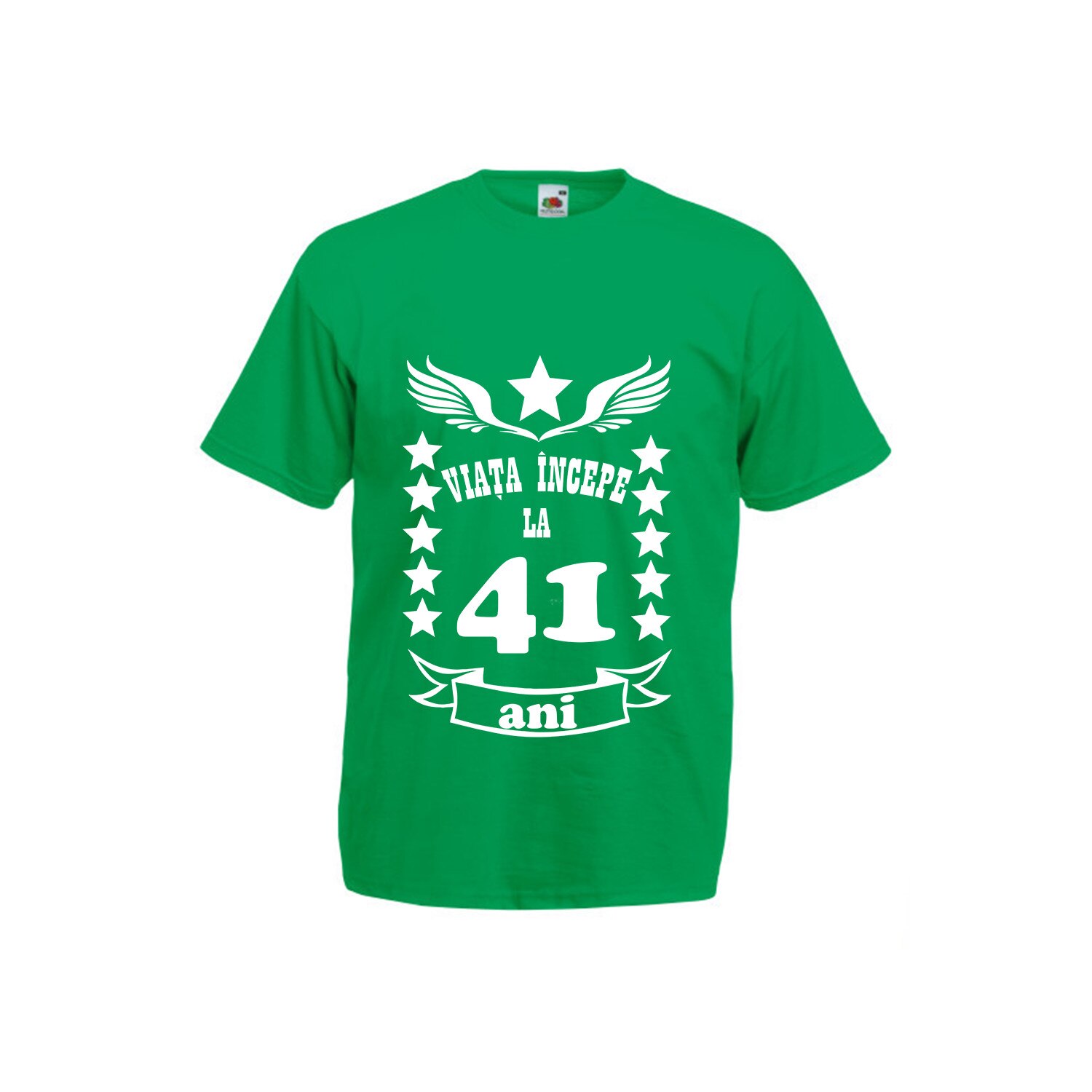 Tricou barbatesc Fruit of the loom Viata incepe la 41 ani verde XL