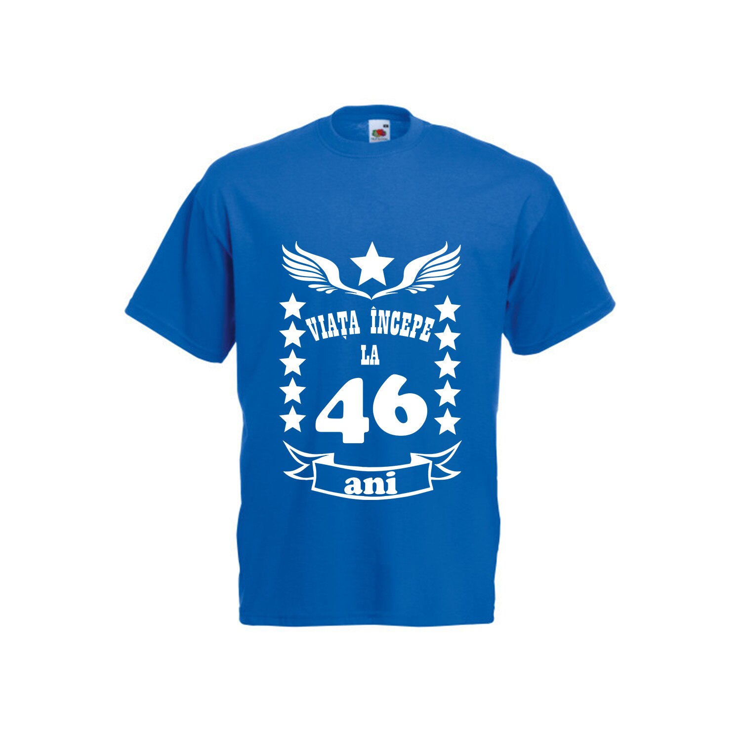 Tricou barbatesc Fruit of the loom Viata incepe la 46 ani albastru L