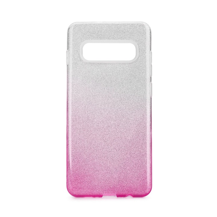 Samsung Galaxy S20 Plus Forcell Shining csillámporos, csillogó szilikon telefontok, Ezüst/Rózsaszín