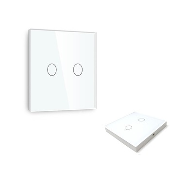 Set intrerupatoare tactile cu panou de sticla touch cap-scara wireless Dublu Tactil Set intrerupatoare tactile cu panou de sticla touch cap-scara wireless Dublu Tactil