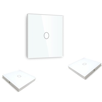 Set intrerupatoare cu panou de sticla touch cap-scara/cruce wireless Wifi+RF Simplu Tactil compatibil cu Google Home si Alexa Set intrerupatoare cu panou de sticla touch cap-scara/cruce wireless Wifi+RF Simplu Tactil compatibil cu Google Home si Alexa