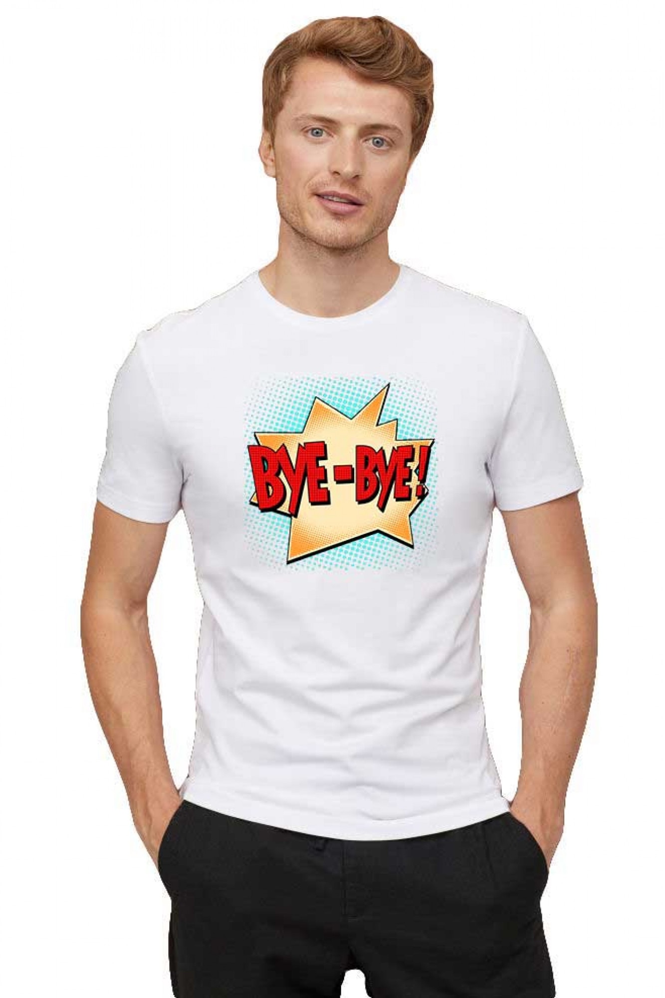 Tricou barbati alb - Bye Bye