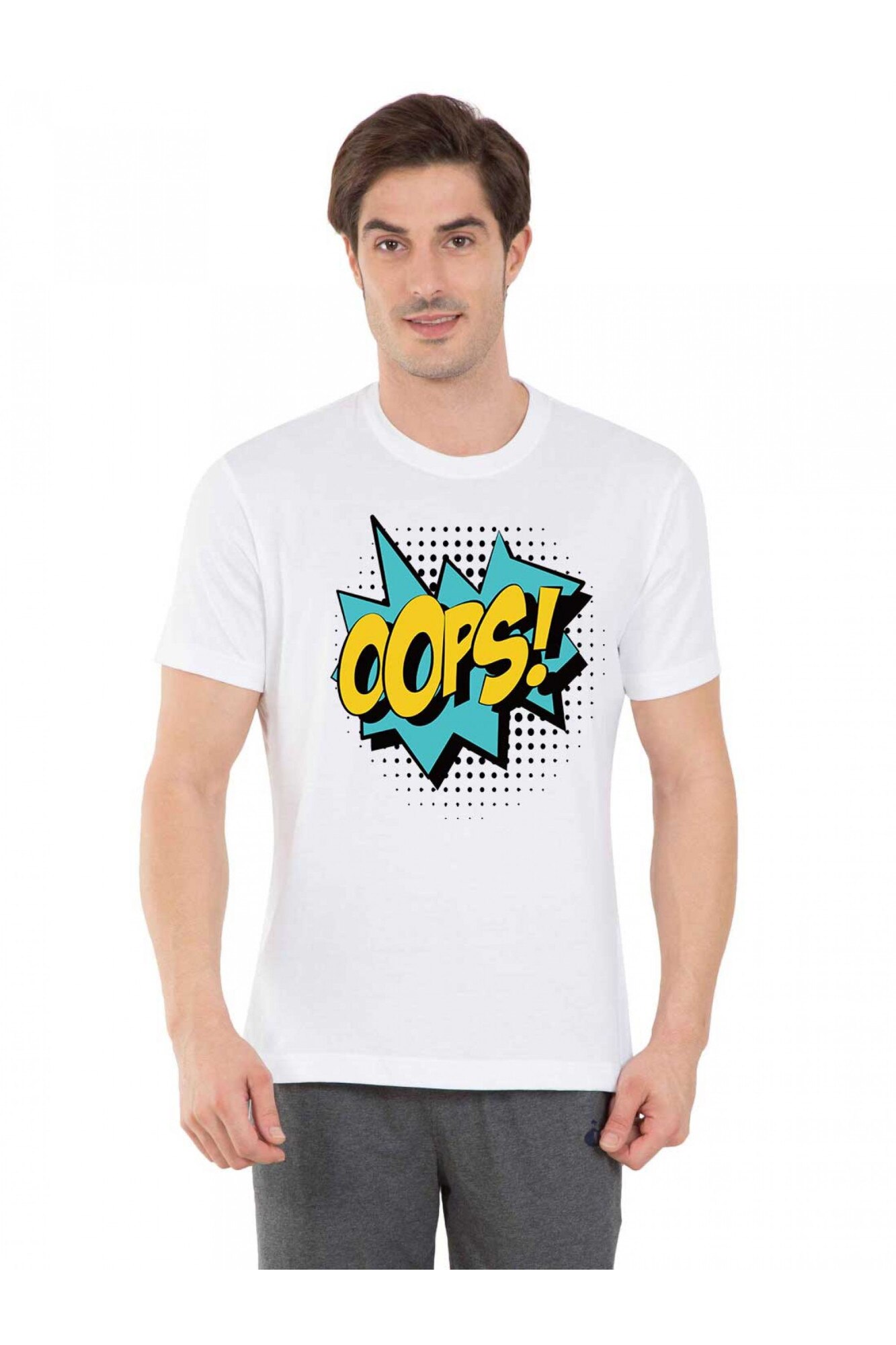 Tricou barbati alb - Oops