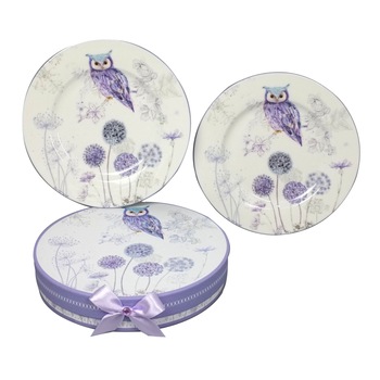 Set 2 Platouri Portelan Bobo R2060T D291, Bufnita Set 2 Platouri Portelan Bobo R2060T D291, Bufnita