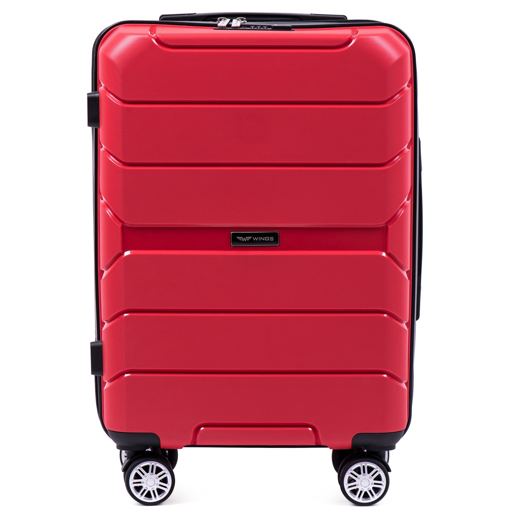 Troler Cabina, Polipropilena, 4 Roti Duble, Cifru TSA, WINGS PP05 - 55 cm, Rosu