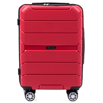 Troler Cabina, Polipropilena, 4 Roti Duble, Cifru TSA, WINGS PP05 - 55 cm, Rosu Troler Cabina, Polipropilena, 4 Roti Duble, Cifru TSA, WINGS PP05 - 55 cm, Rosu