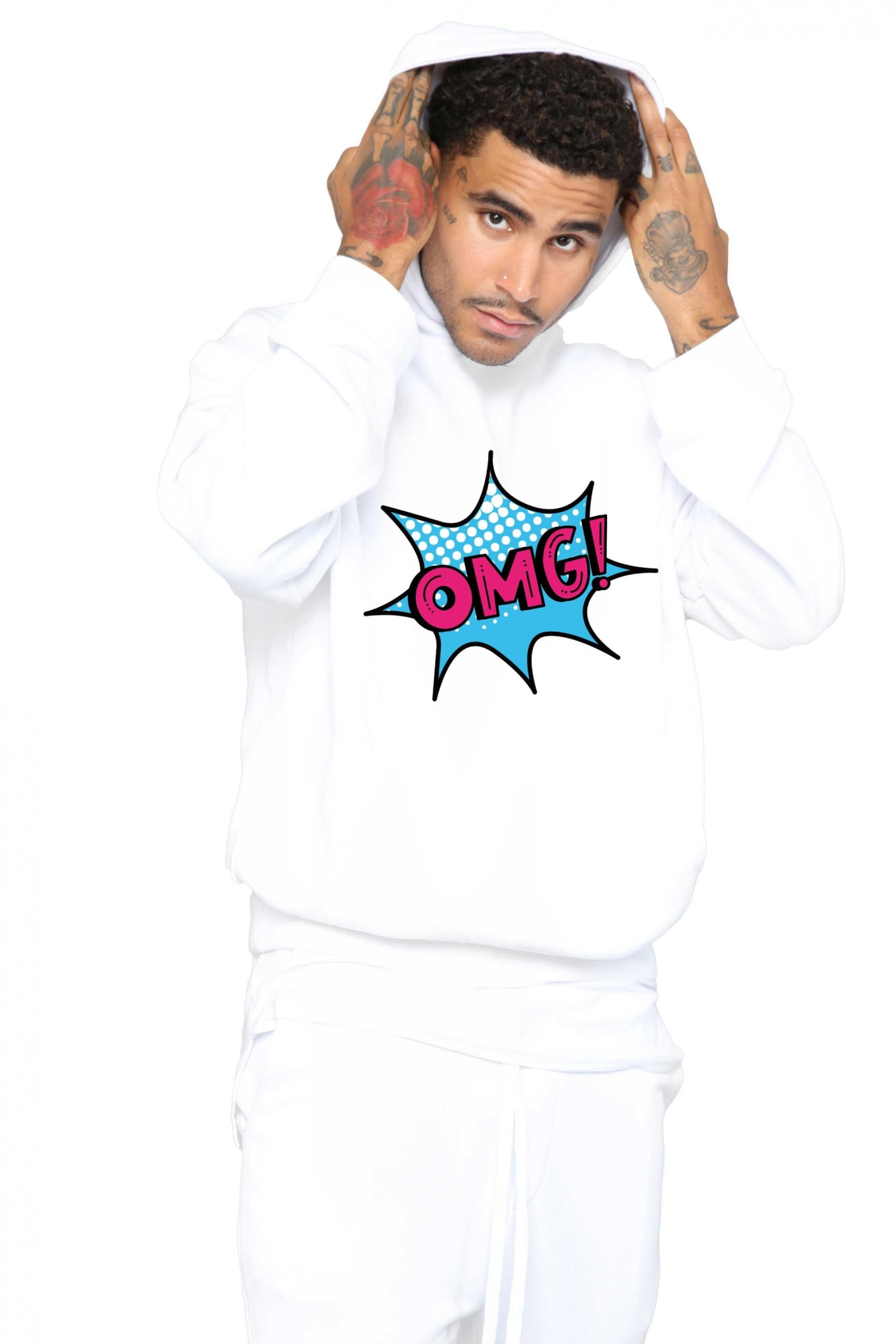 Hanorac Barbati Alb - OMG