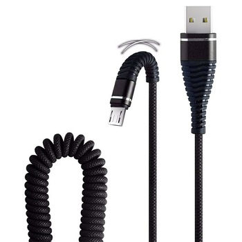 Cablu de incarcare/transfer date spiralat Micro USB high quality Bibilel pentru dispozitivele cu sistem de operare Android, lungime 1.2 metru, Negru, BBL914 Cablu de incarcare/transfer date spiralat Micro USB high quality Bibilel pentru dispozitivele cu sistem de operare Android, lungime 1.2 metru, Negru, BBL914