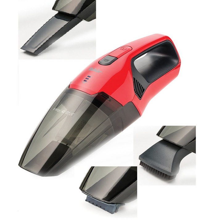 Aspirator de mana Fakir, Li-Ion 7,4V, umed/uscat, 23 min autonomie, 0.4l uscat, 0.25l umed, filtru lavabil, Rosu