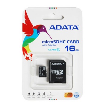 Card microSD Adata, 16 GB, clasa 10, adaptor inclus Card microSD Adata, 16 GB, clasa 10, adaptor inclus