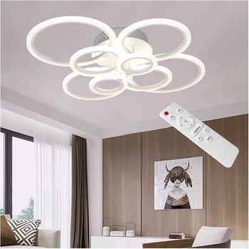 Lustra LED Circle Design, SLC, Patrata 8 cu Telecomanda, lumina calda/ rece si intensitate reglabila Lustra LED Circle Design, SLC, Patrata 8 cu Telecomanda, lumina calda/ rece si intensitate reglabila