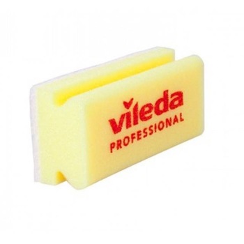 Burete de vase NON-SCRATCH, Vileda Professional, 15x7cm, culoare galben/alb Burete de vase NON-SCRATCH, Vileda Professional, 15x7cm, culoare galben/alb