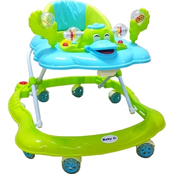 Premergator reglabil in 3 trepte NOVOKIDS™ Baby C, cu melodii, roti silentioase din silicon, Ratusca, Pliabil, Verde Turquoise Premergator reglabil in 3 trepte NOVOKIDS™ Baby C, cu melodii, roti silentioase din silicon, Ratusca, Pliabil, Verde Turquoise