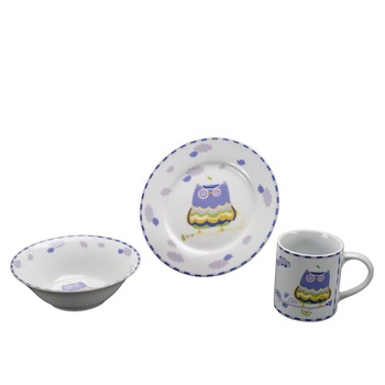 Set din ceramica pentru copii, Forest Friends - Purple Owl Set din ceramica pentru copii, Forest Friends - Purple Owl