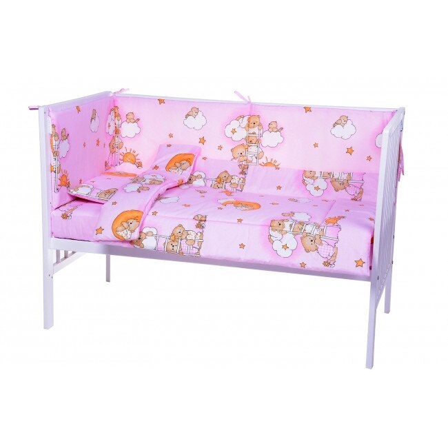Lenjerie patut cu 5 piese Sleepy Teddy Bear Pink 008
