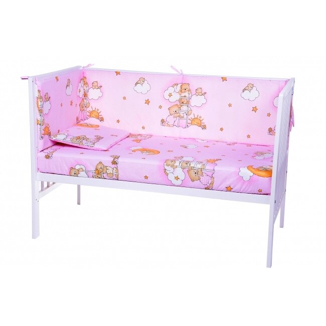 Lenjerie patut cu 7 piese Sleepy Teddy Bear Pink 008