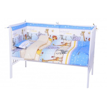 Lenjerie patut cu 5 piese Safari Blue Lenjerie patut cu 5 piese Safari Blue