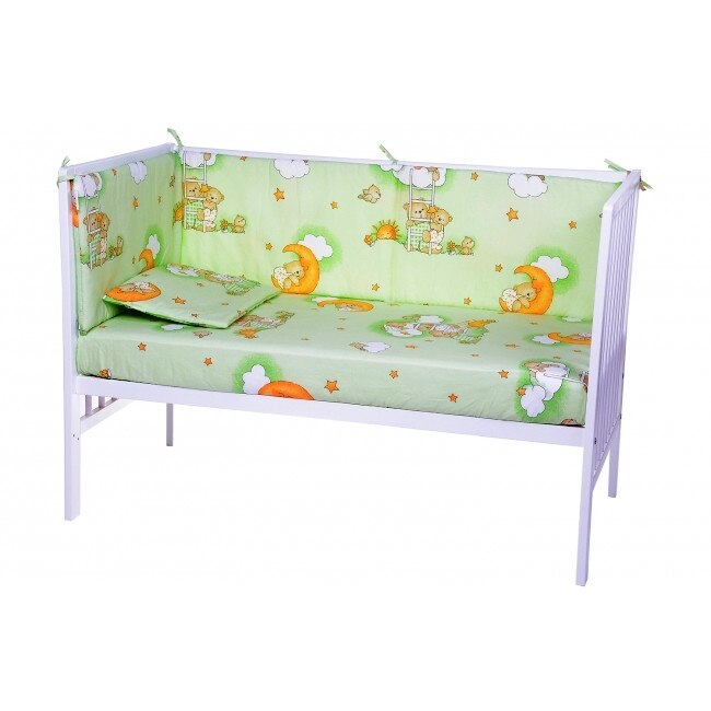 Lenjerie patut cu 7 piese Sleepy Teddy Bear Green 007